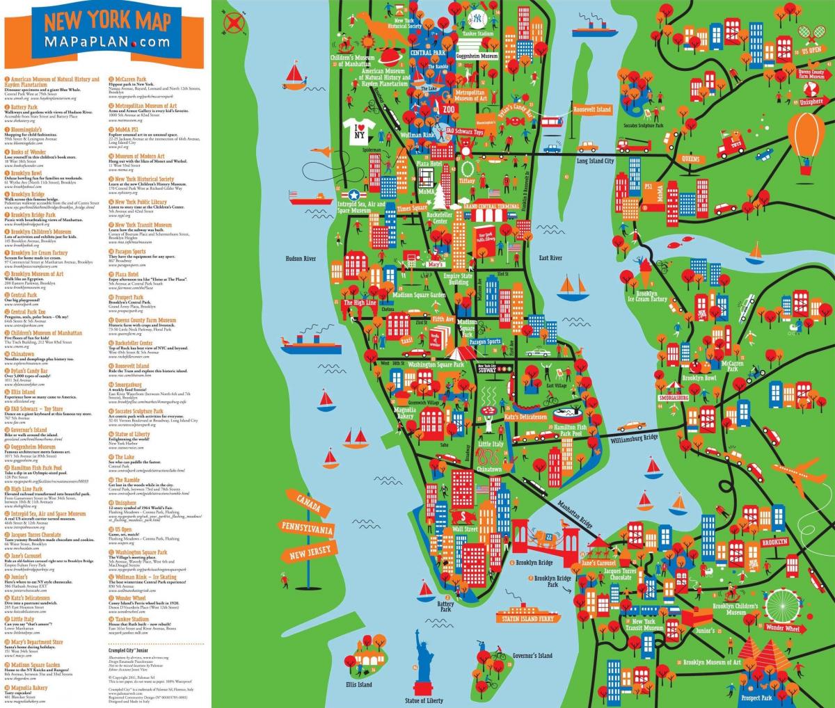 New York attrazioni turistiche mappa