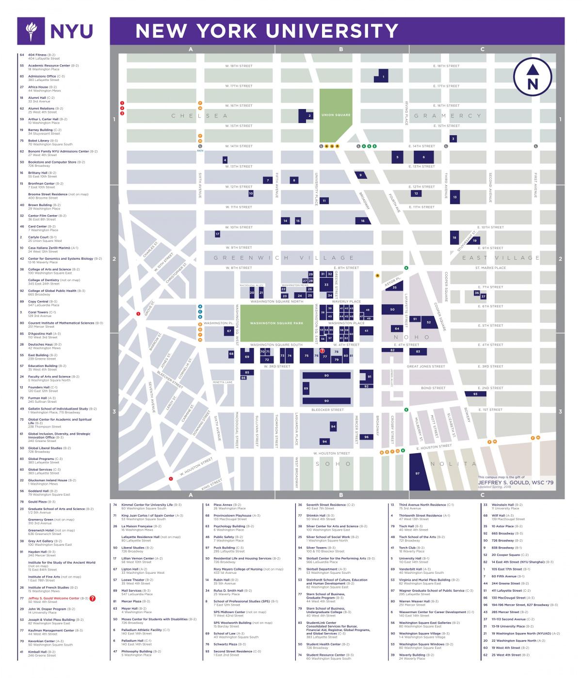 New York university campus mappa