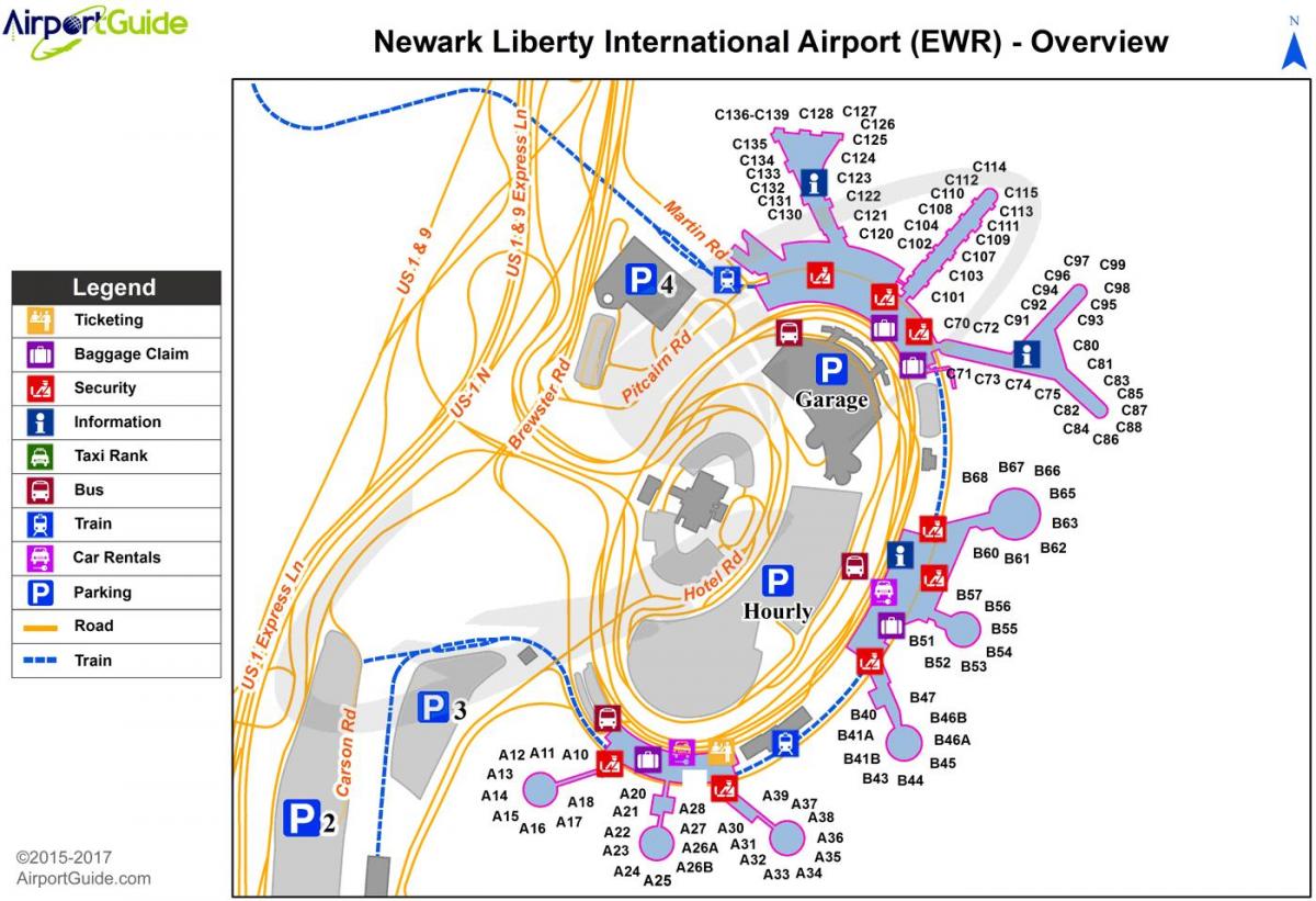 New York EWR aeroporto mappa