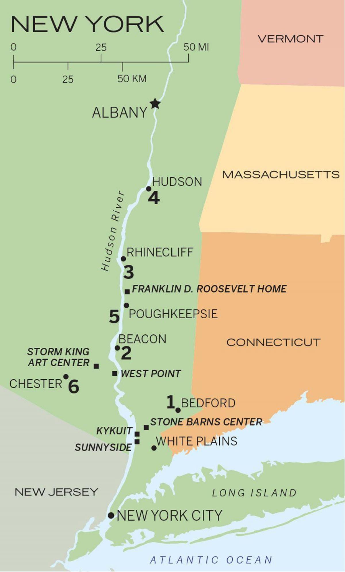 fiume hudson mappa NYC