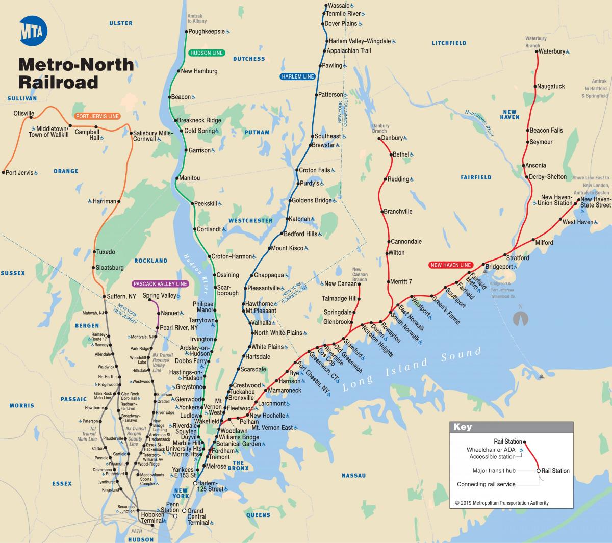 Metropolitana di New York nord mappa