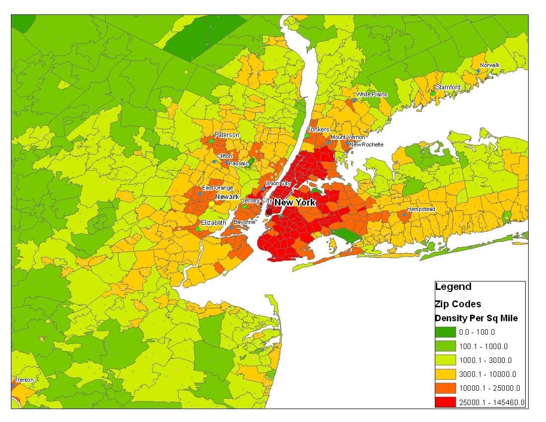 New York popolazione mappa