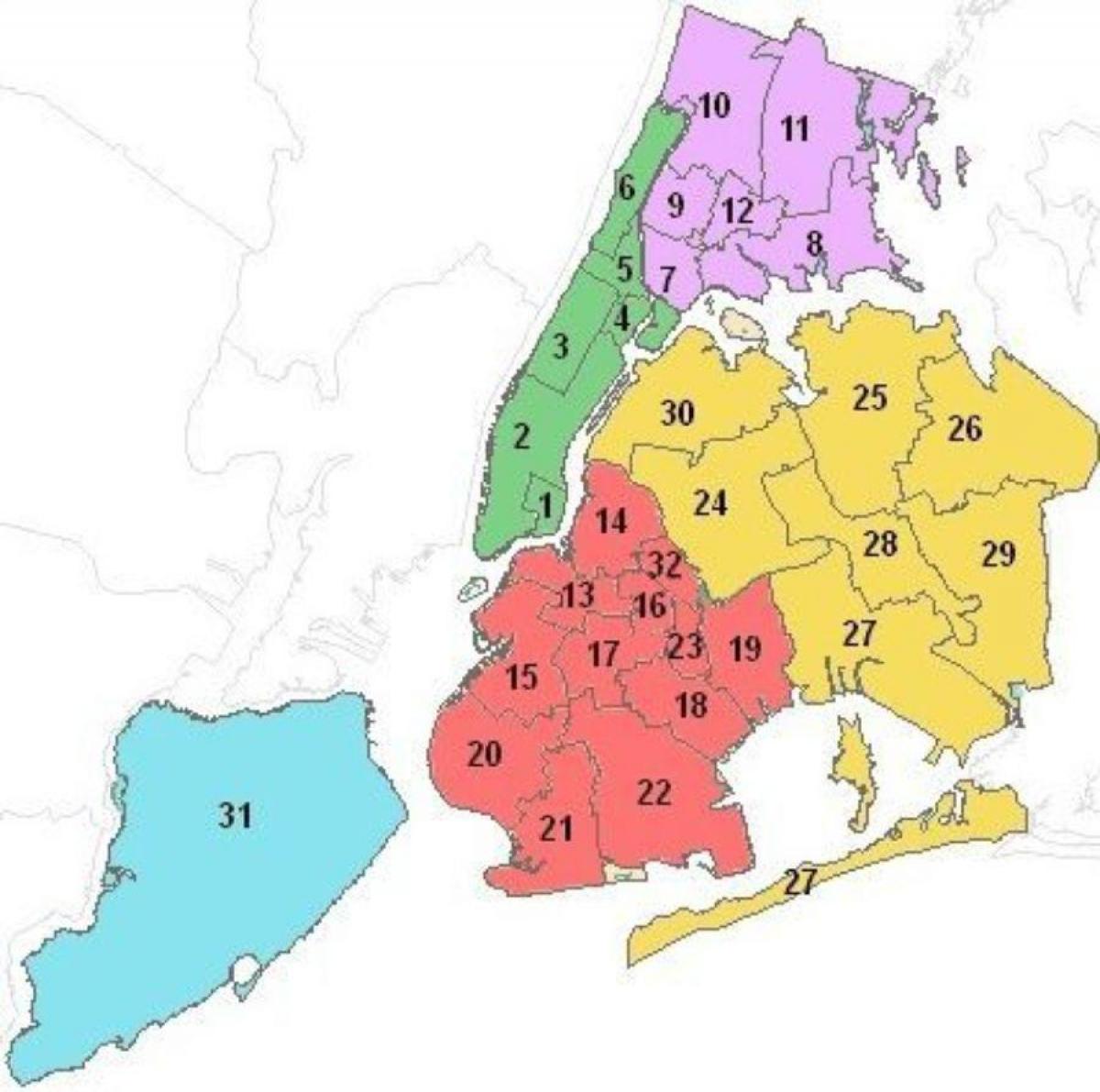 la mappa dei distretti scolastici NYC