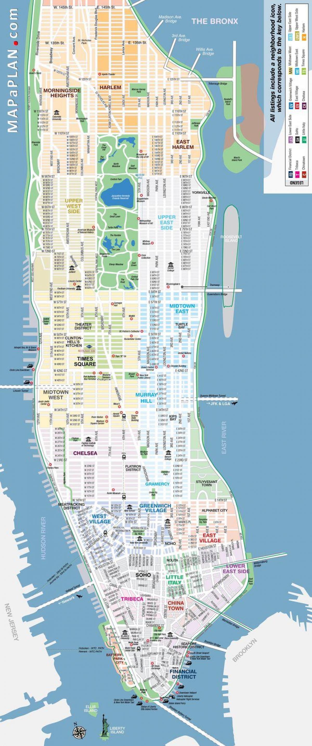 mappa di new york, quartiere con strade