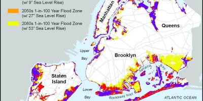 Innalzamento del livello del mare sulla mappa di New York