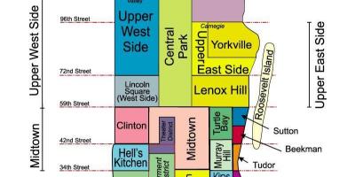 Mappa di new york con il nome di quartiere